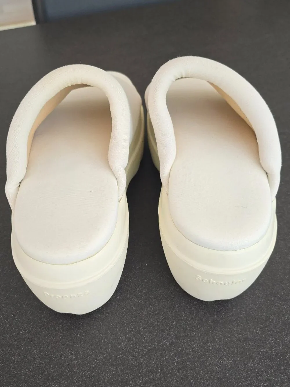 Proenza Schouler Storm White Neoprene Platform Slides